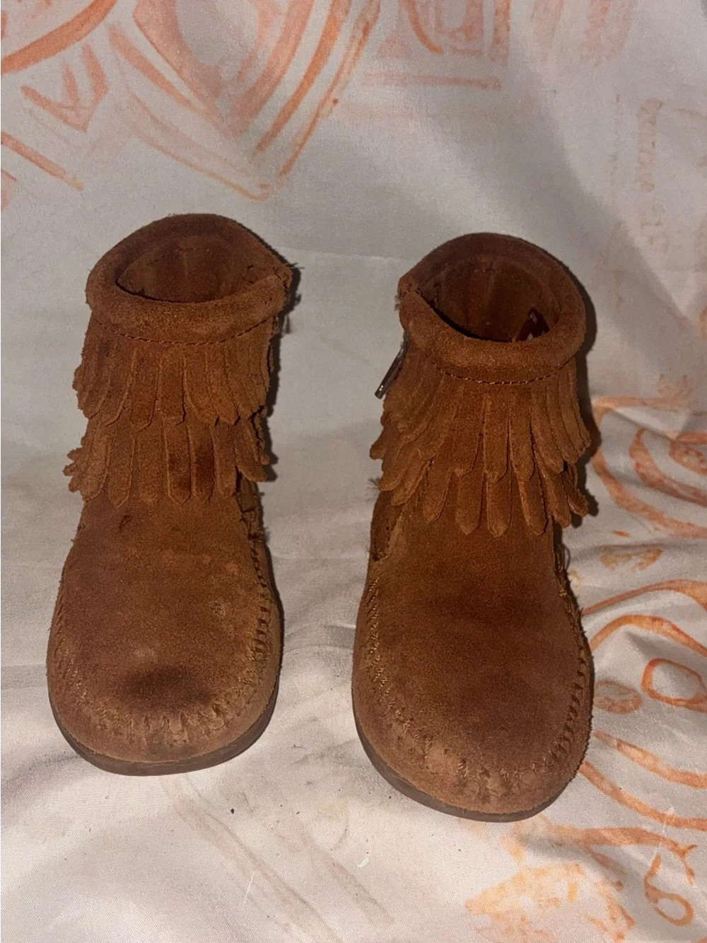 Minnetonka Kids Brown Suede Fringe Moccasins